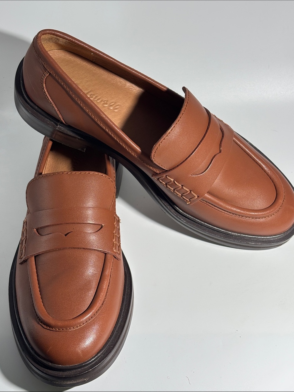Madewell Vernon Brown Leather Penny Loafers Dried Maple - 6.5 - Picture 9 of 10
